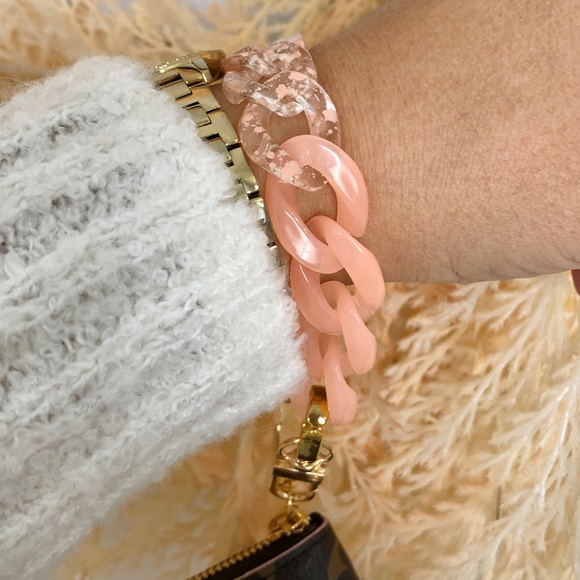 Chunky chain link wristlet strap for wallets, key holders, or SLGs white - Picture 3 of 4